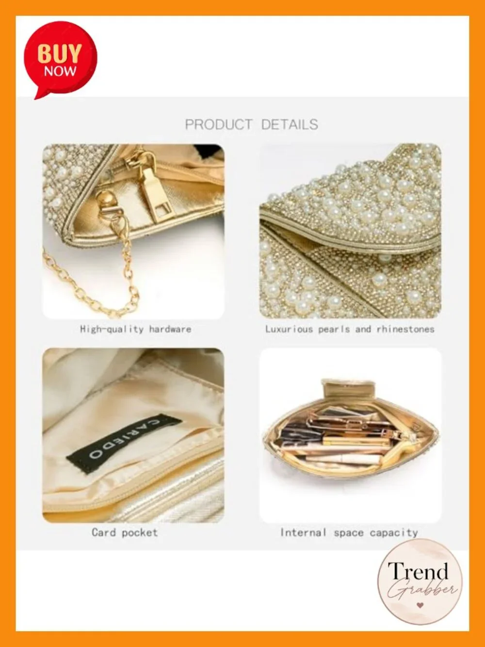 Pearl Rhinestone Bow Flip Clutch Evening Bag with Chain Strap